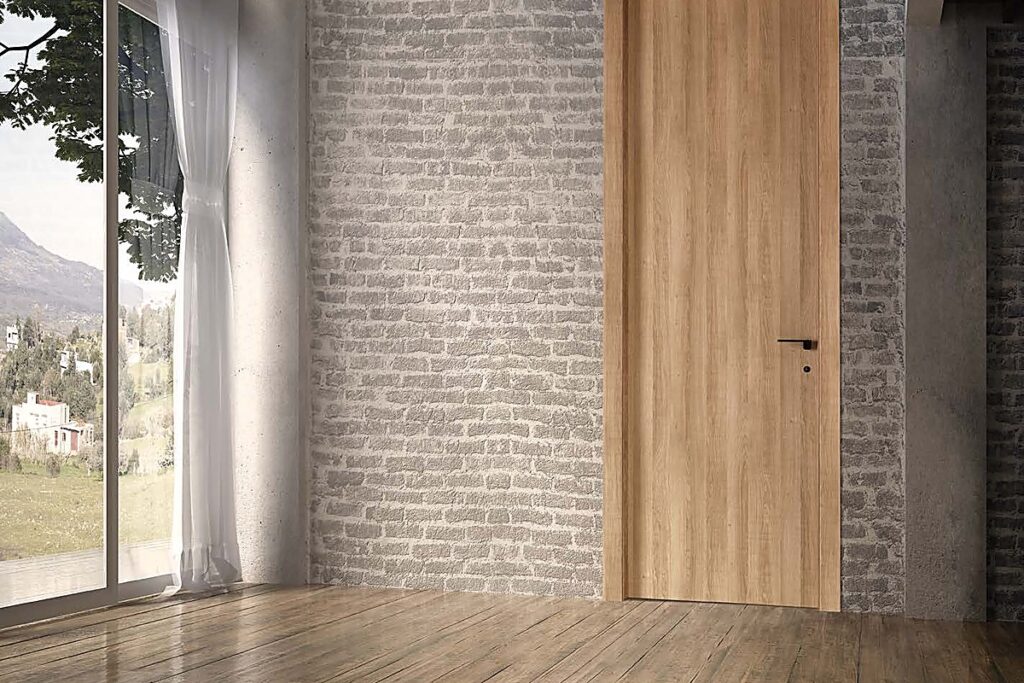porta-interna-rovere-parete-mattoni